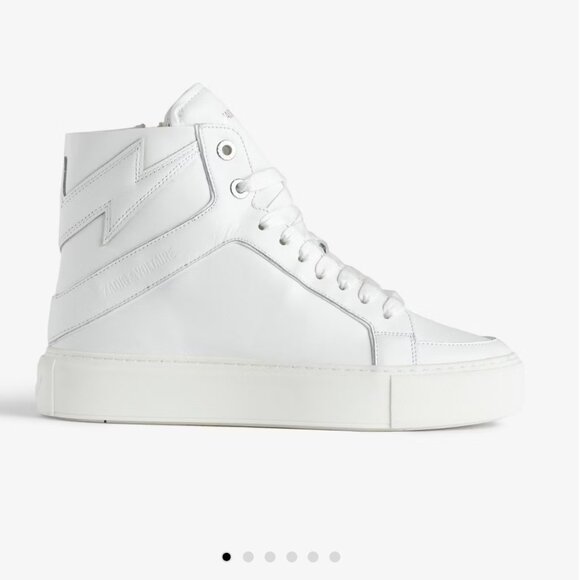 NWT ZADIG & VOLTAIRE HIGH FLASH HIGH-TOP PLATFORM SNEAKERS IN WHITE SZ 37 - Picture 1 of 13